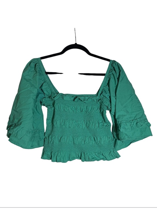 Free People Tops - Free People Smocked Top Off The Shoulder Square Neck Bell Sleeves Green Size L